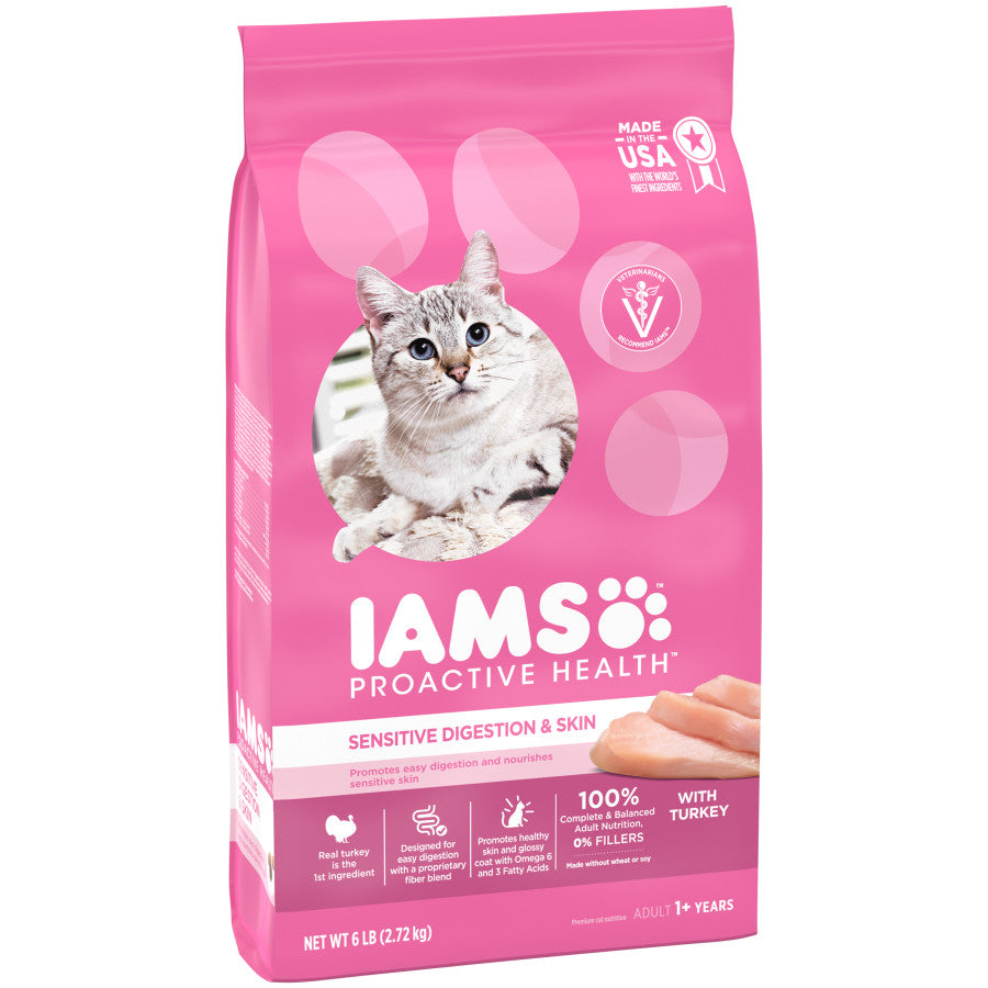 Iams Proactive Health Sensitive Digestion and Skin Dry Cat Food Turkey 13 Lb
