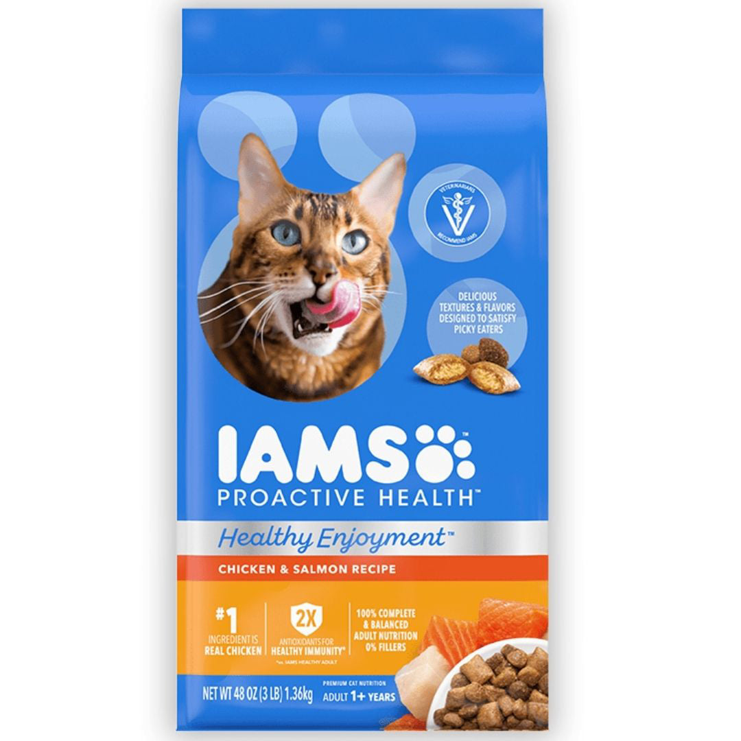 IAMS ProActive Health Healthy Enjoyment Dry Cat Food Chicken Salmon, 1ea/3 lb