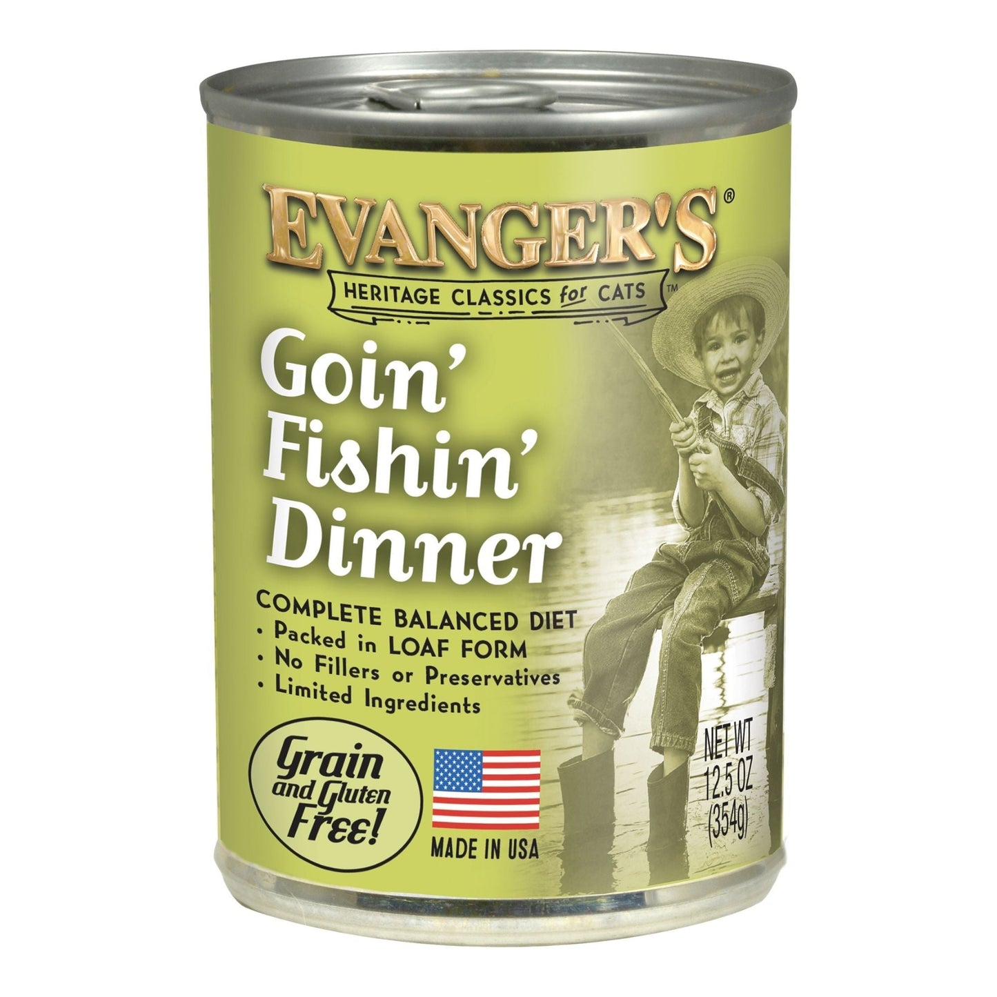 Evangers Heritage Classic Goin Fishin Dinner Canned Cat Wet Food 12,8 oz 12 Pack