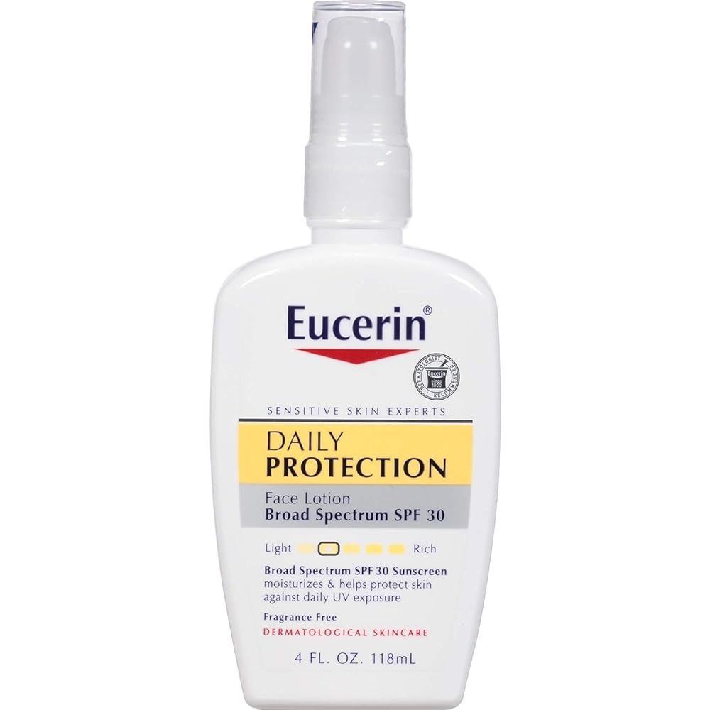 Eucerin Daily Protection Face Lotion - Broad Spectrum SPF 30 - Moisturizes and Protects Sensitive, Dry Skin - 4 fl. oz. Pump Bottle, Packaging May Vary