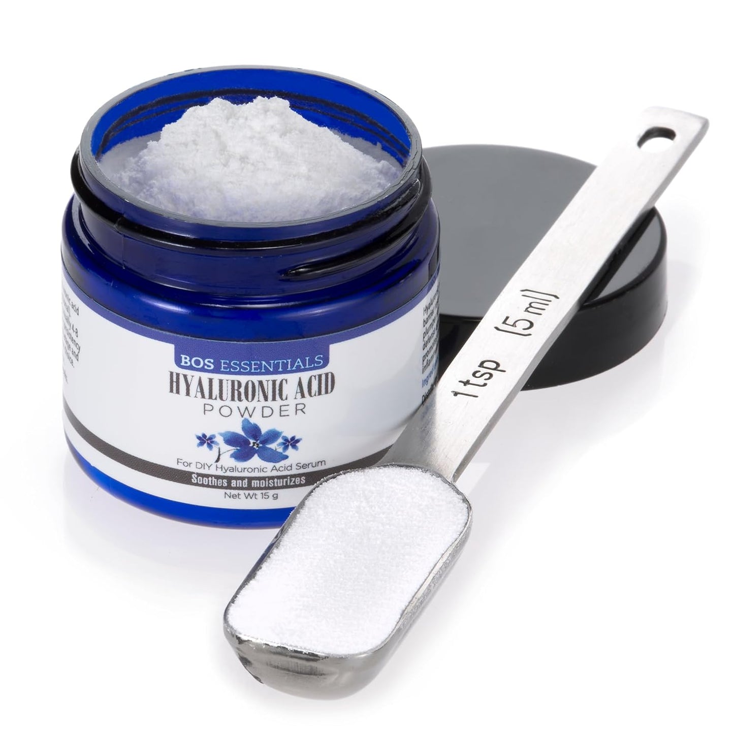 BOS ESSENTIALS Pure Hyaluronic Acid Serum Powder | 100% NATURAL | High Molecular Weight | Locks in moisture and creates full, youthful skin - Makes 50+ ounces of anti aging Hyaluronic Acid serum!