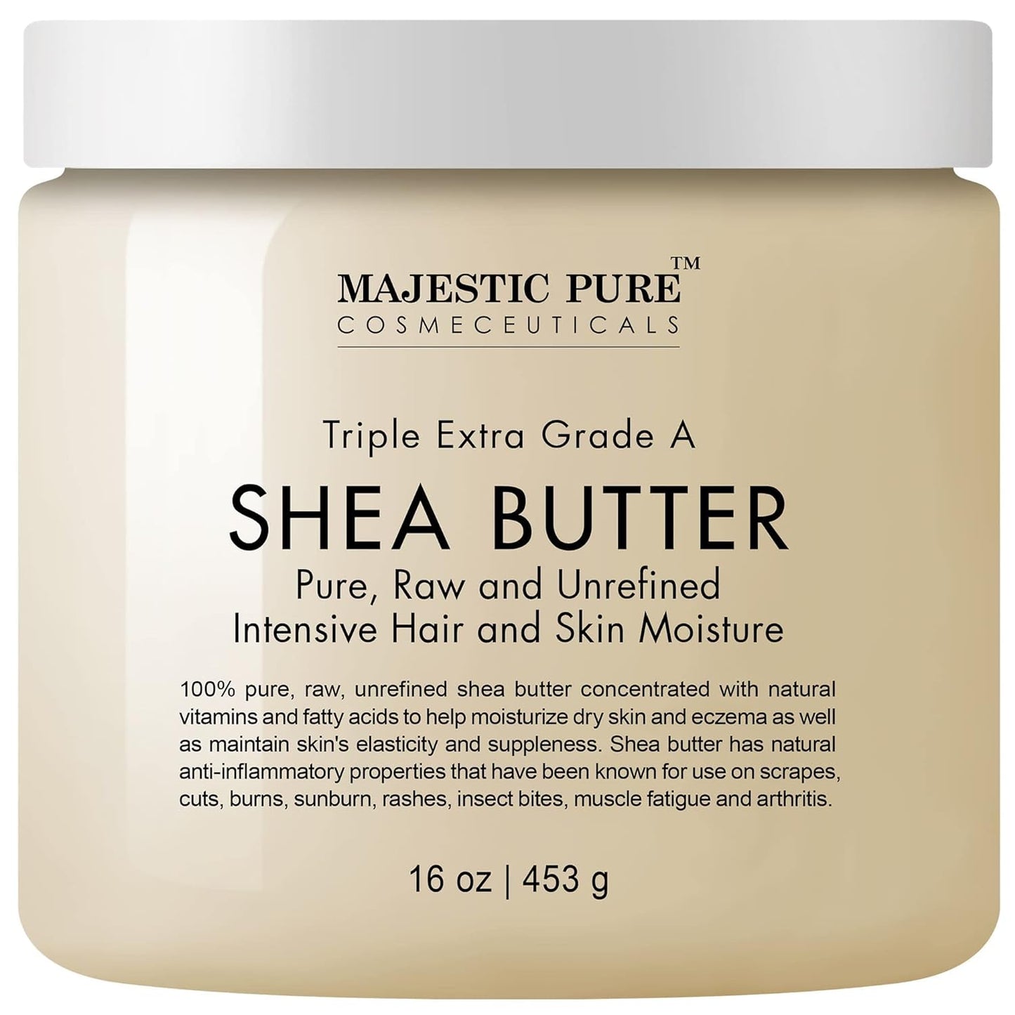 Majestic Pure Shea Butter - raw unrefined Premium Grade - 16 Oz