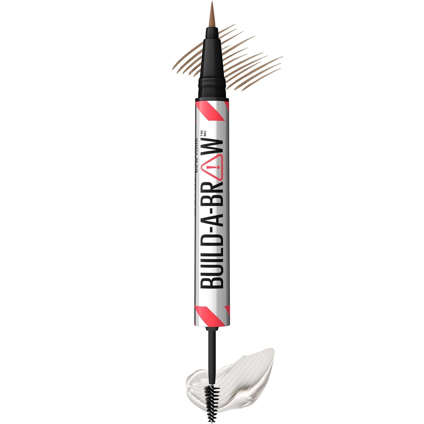 Maybelline Build-A-Brow 2-in-1 Brow Pen and Sealing Brow Gel, Eyebrow Makeup for Real-Looking, Fuller Eyebrows, Soft Brown, 1 Count