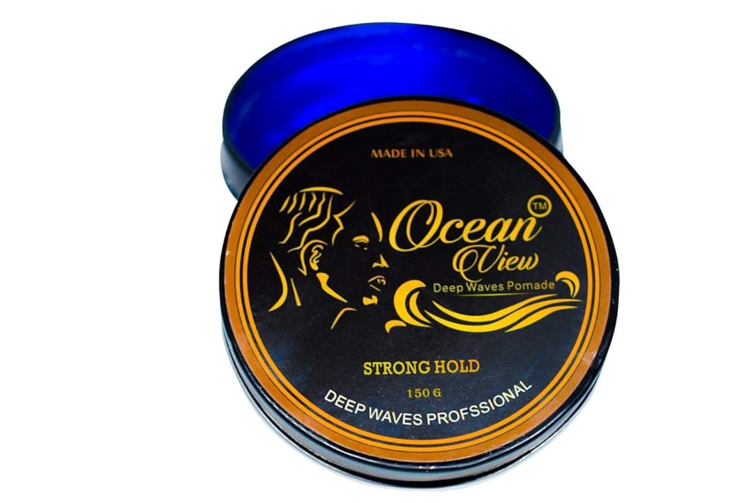 OCEAN VIEW DEEP WAVES POMADE- Water-Based Hair Cream for 360 Wave Training and Wolfing- Silky Smooth Application and Styling, Strong Hold, Easy Wash- Waver and Barber Accessories - 4oz Tin Can