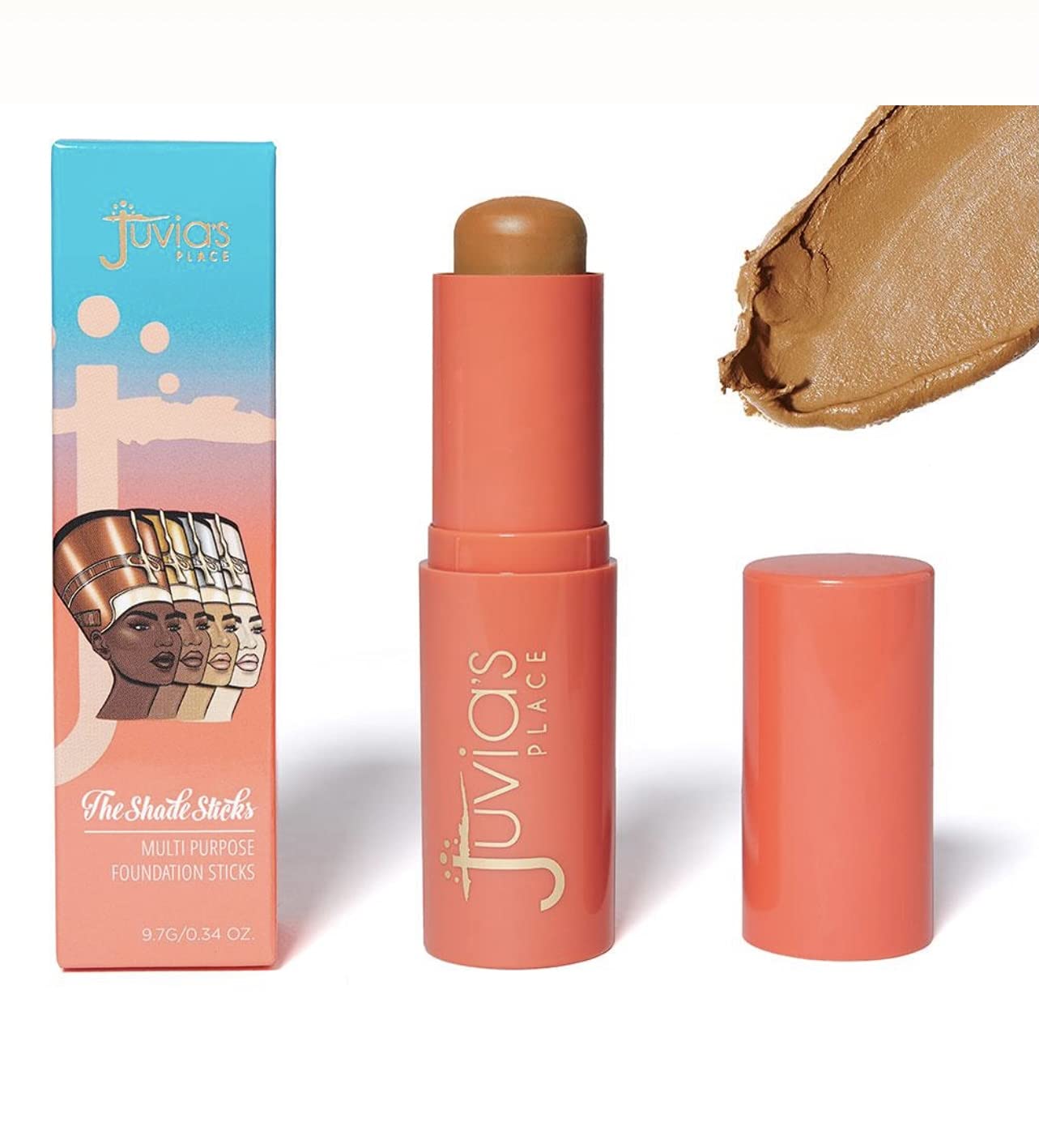 Juvia's Place Shade Stick Foundation, Concealer, Contour, Mauritania, Tan w/Neutral Golden Undertone, 34 oz