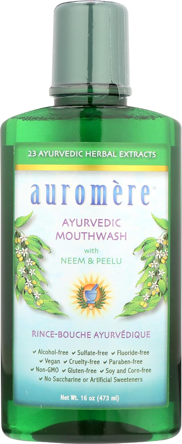 Auromere Ayurvedic Mouthwash, Fluoride Free, Alcohol Free, 16 Fluid Ounce (Pack of 3)