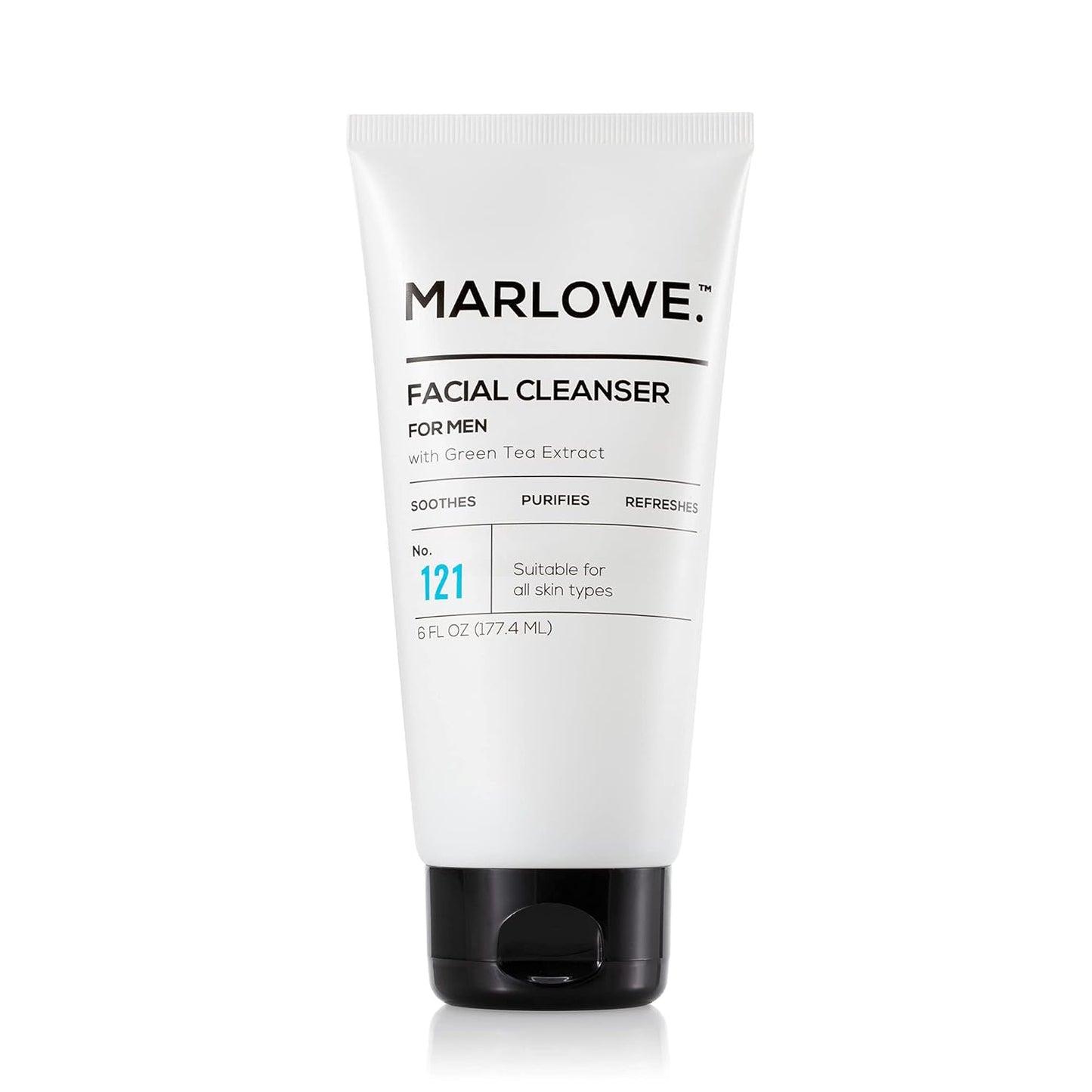 MARLOWE. No. 121 Facial Cleanser for Men 6oz | Daily Face Wash with Natural Extracts & Antioxidants | Soothes, Purifies, Refreshes | Thick Lather, No More Dry