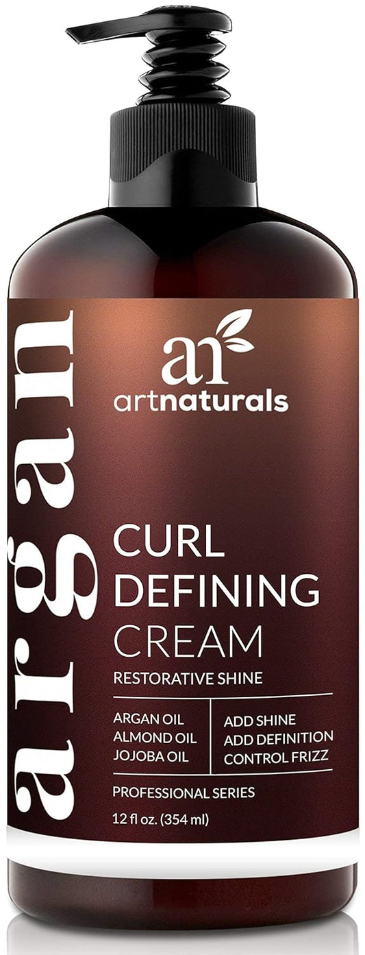 Artnaturals Curl Defining Cream-Moisturizer & Enhancer w/Almond, Jojoba & Argan Oil & Natural Frizz Control - for Wavy & Curly Hair Products - Sulfate Free - 12 Oz for Women and Men
