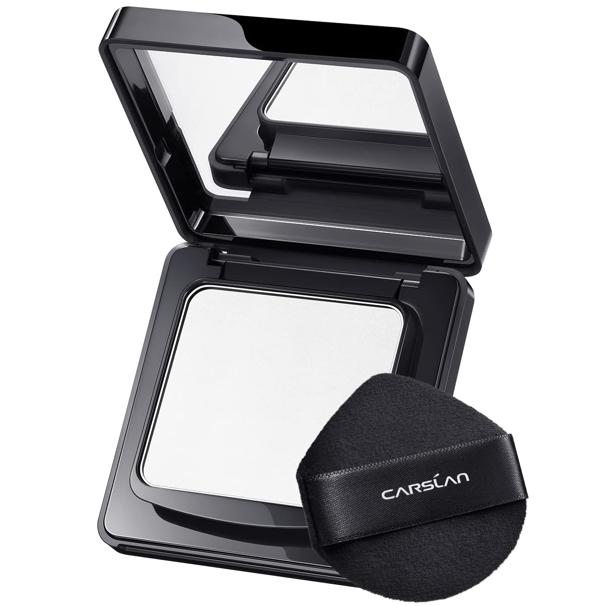 CARSLAN Oil Control Face Pressed Powder Compact, 24H Longlasting Waterproof Pressed Setting Powder Foundation Makeup, Shine Free, Poreless, Smooth, 01 for dry skin (0.28Oz)
