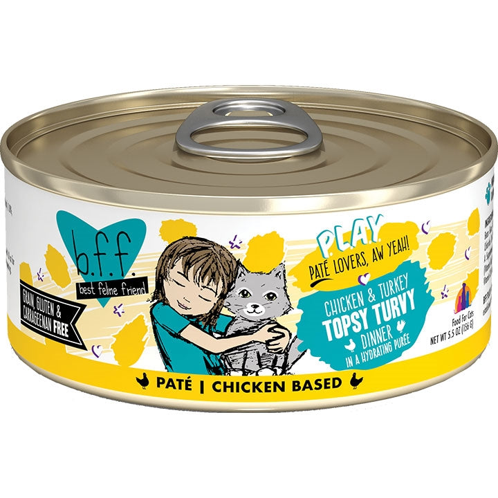 BFF Cat Play Chicken and Turkey Topsy Turvy Dinner 5.5oz. (Case Of 8)