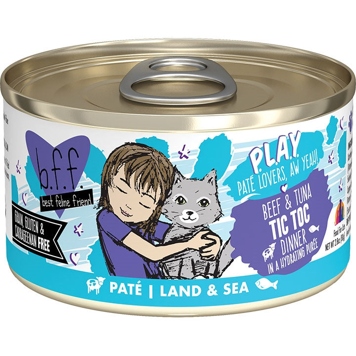 BFF Cat Play Tic Toc Beef and Tuna Dinner 2.8oz (Case Of 12)