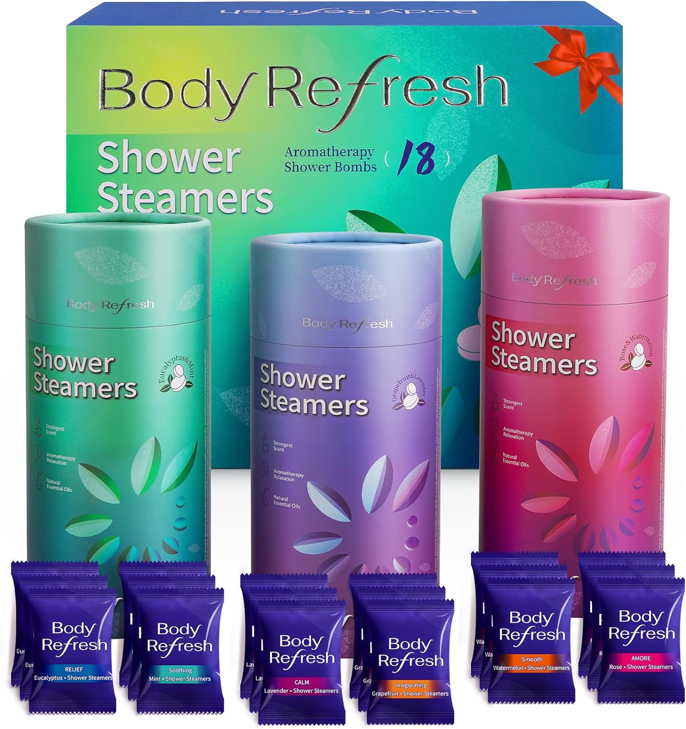 BodyRefresh Shower Steamers - 18 Pack Shower Bombs with Essential Oils, Personal Care Birthday Gifts for Women, Gifts for Mom, Valentines Day Gifts for Her Him