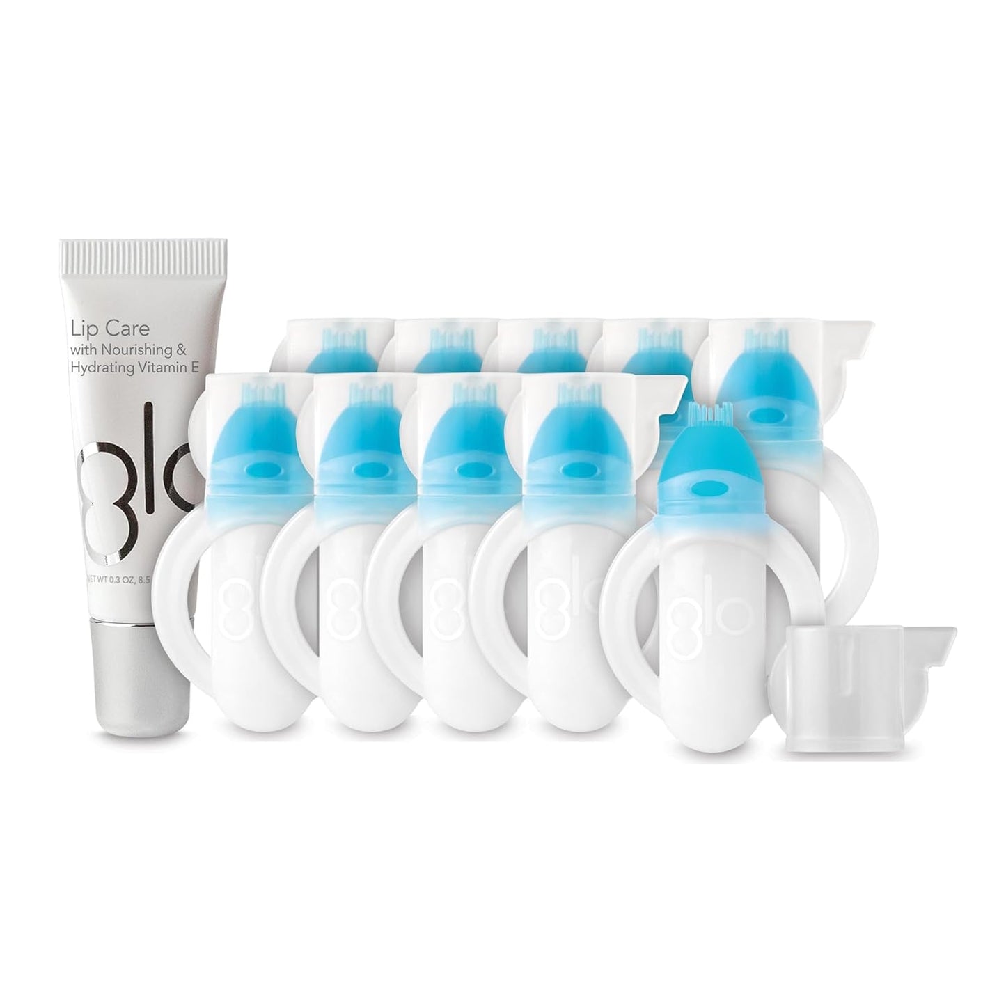 GLO Vial Teeth Whitening Gel Treatment Kit Ñ Fast & Pain-Free Results, Designed for Sensitive Teeth Ñ Mint Flavor, Great Alternative to Strips & Trays Ñ 10 Pack Plus Lip Care