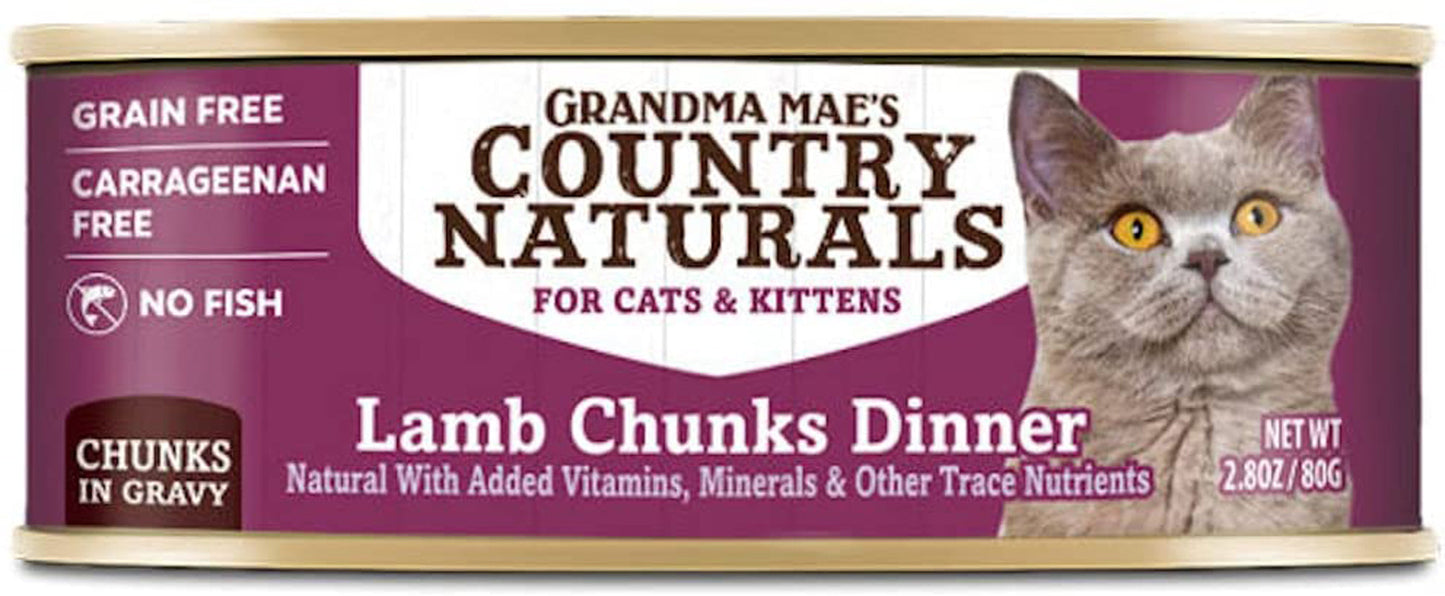 Grandma Maes Country Naturals Cat Grain Free Lamb Chunks in Gravy 2.8oz. (Case of 24)