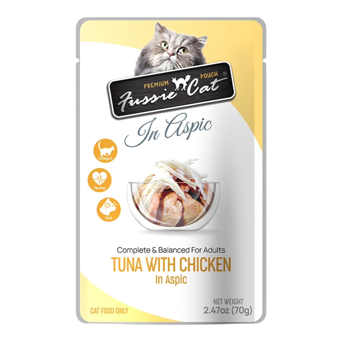 Fussie Cat Premium Tuna with Chicken in Aspic 2.47oz. Pouch