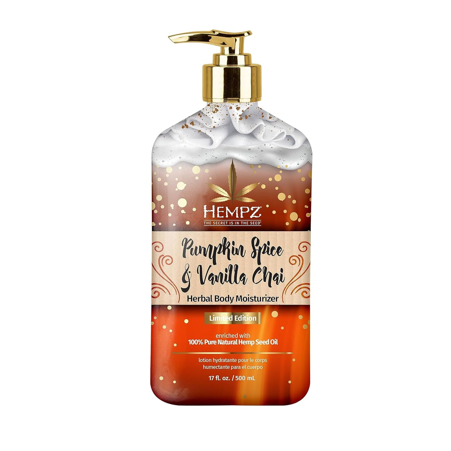 Limited Edition Pumpkin Spice & Vanilla Chai Herbal Moisturizing Body Lotion (17 oz) Ð Fall Scented for Women or Men with Dry or Sensitive Skin - Hydrating Moisturizer for Daily Radiance