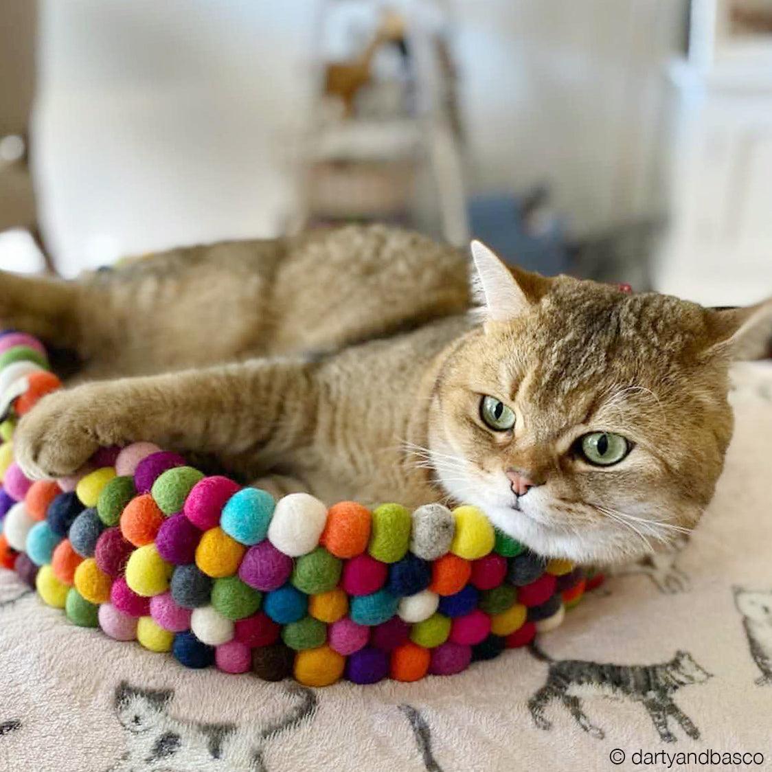 Colourful Felt Ball Basket for Cats