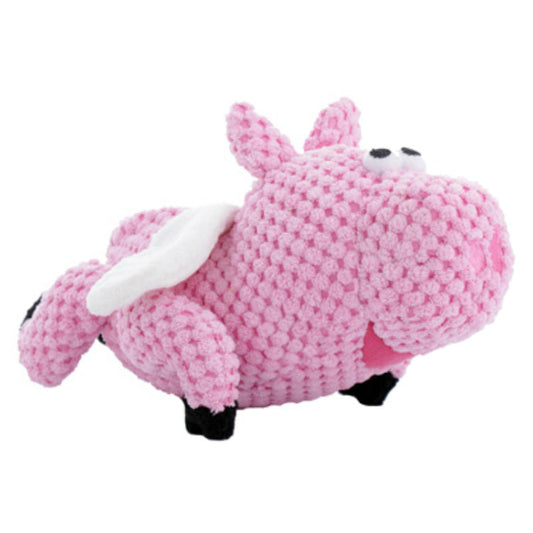 GoDog™ Q770104 Checkers Flying Pig Dog Toy w/ Chew Guard Technology, Pink, Small