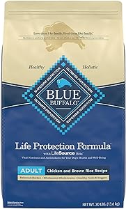 Blue Buffalo Life Protection Formula Natural Adult Dry Dog Food, Chicken and Brown Rice 30-lb