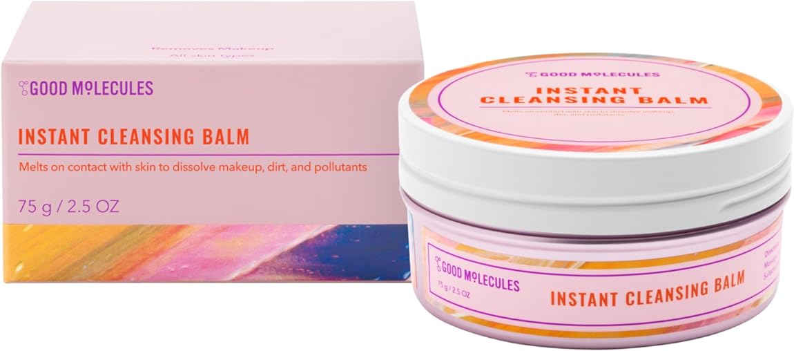 Good Molecules Instant Cleansing Balm - Facial Cleanser and Makeup Remover with Shea Butter, Sea Buckthorn, and Camellia Oils - Skincare for Face and Eyes