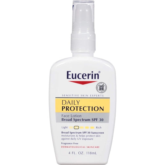 Eucerin Daily Protection Face Lotion - Broad Spectrum SPF 30 - Moisturizes and Protects Sensitive, Dry Skin - 4 fl. oz. Pump Bottle, Packaging May Vary