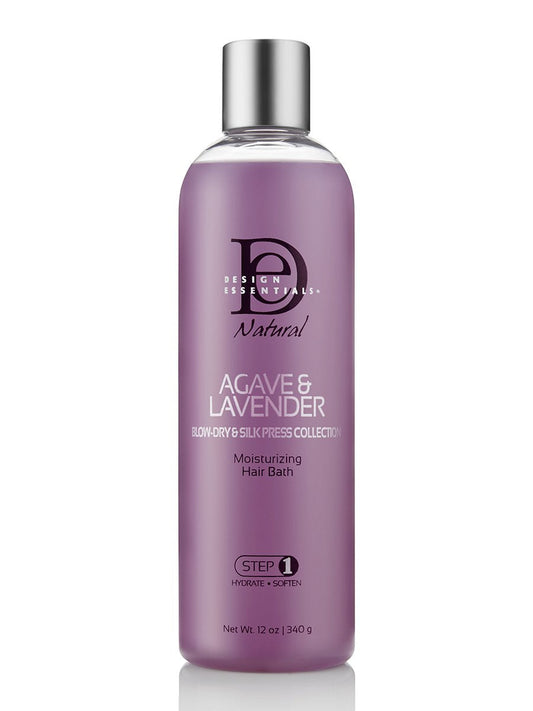 Design Essentials Agave & Lavender Moisturizing Hair Bath, Sulfate-Free Shampoo- Blow-Dry & Silk Press Collection - 12oz