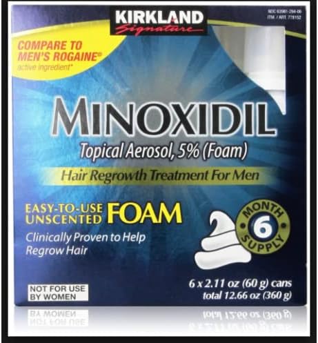 6 Months - KIRKLAND Minoxidil Topical Aerosol 5% Foam - Hair Regrowth Treatment