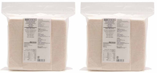 MUJI Makeup Facial Soft Cut Cotton Unbleached 60x50 mm 180pcs___2 Packs (Total 360 Sheets) Value Set