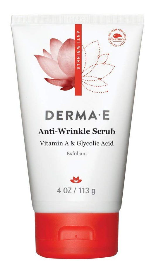 DERMA E Anti-Wrinkle Scrub Ð Anti-Aging Face Wash with Glycolic Acid and Vitamin A Ð Cleansing and Exfoliating Treatment Removes Makeup, Oil and Impurities, 4 oz