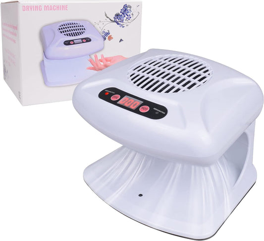 Air Nail Dryer with Automatic Sensor, 300W Timing Nail Fan Blow Dryer for Both Hands and Feet, Warm & Cool Wind Blower for Regular Nail Polish, Home and Salon Use No Harmful (Light Blue)
