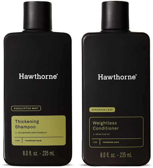 Hawthorne Men's Thickening Shampoo and Conditioner Hair Set. Includes Thickening Shampoo and Weightless Conditioner. 8 Fl Oz Each.