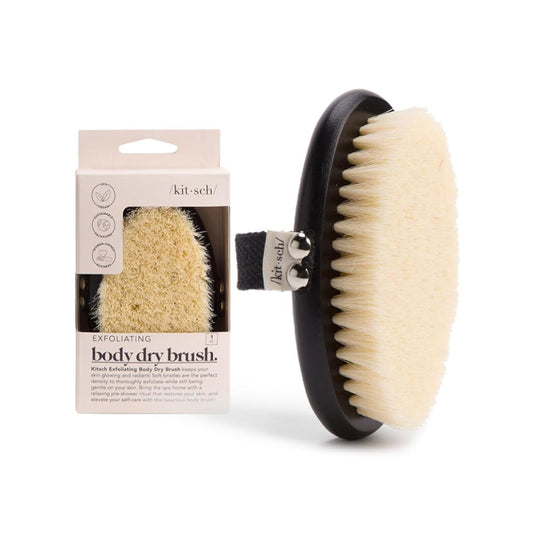 Kitsch Dry Brushing Body Brush & Exfoliating Body Scrubber, Lymphatic Drainage Massager with Soft Vegan Bristle for Sensitive Skin, Gentle Back Scrubber & Dry Brush Body Care Exfoliator