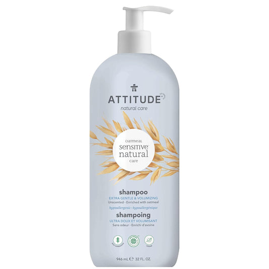 ATTITUDE Volume and Shine Shampoo for Sensitive Skin with Oat and Soy Protein, EWG Verified, Dermatologically Tested, Vegan, Unscented, 32 Fl Oz