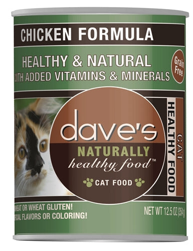 Dave's Naturally Healthy Cat Food; Chicken Formula 12.5oz. (Case Of 12)