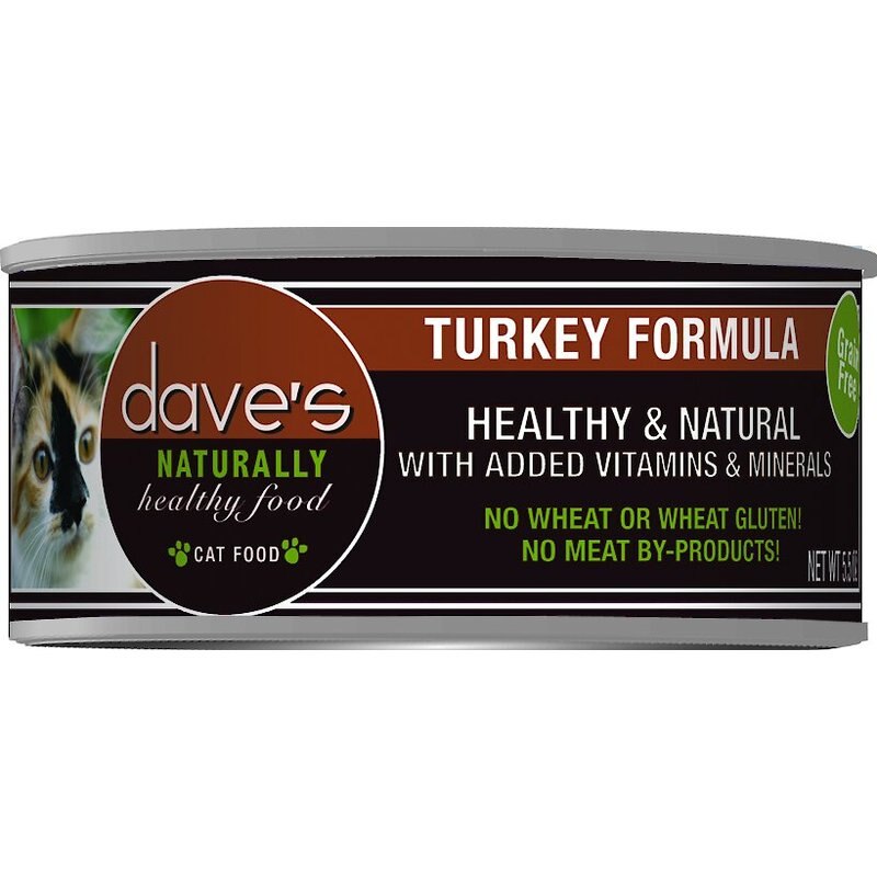 DaveS Pet Food Naturally Healthy Cat Food Turkey Formula Case Brown 5.5 Oz