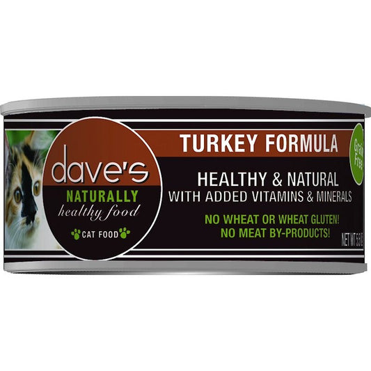 DaveS Pet Food Naturally Healthy Cat Food Turkey Formula Case Brown 5.5 Oz