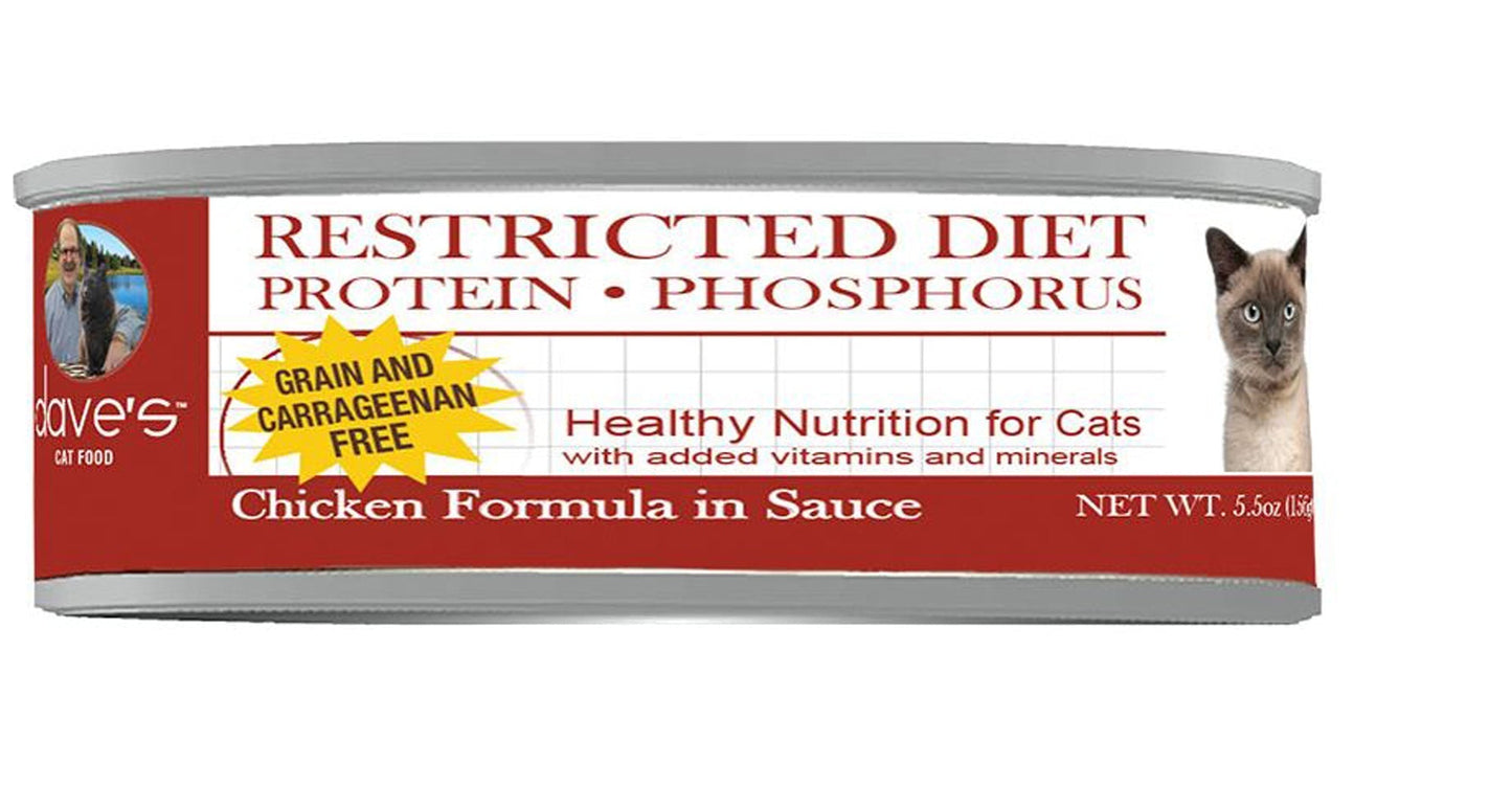Daves Pet Cat Restricted Diet Phosphorus Chicken and Chicken Recipe PÃƒÂ¢tÃƒÂ© in Juice 5.5oz. (Case of 24)