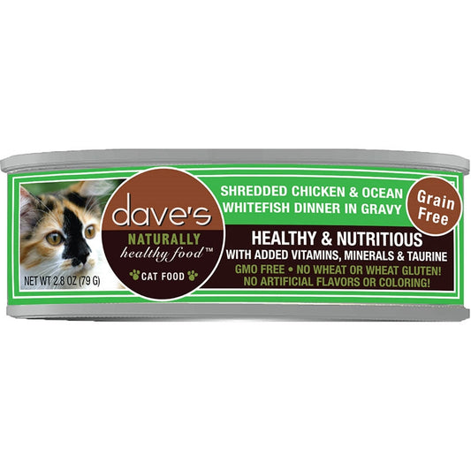 Dave's Cat Grain Free Shredded Chicken N Whitefish (Case Of 24) - 2,8oz,