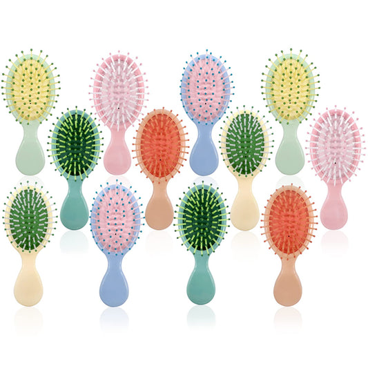 12 Pieces Mini Wet Hair Brush£ÂTravel Detangling Brush, for Most Hair Types with Ease Knots Without Tears or Breakage, Multicolor