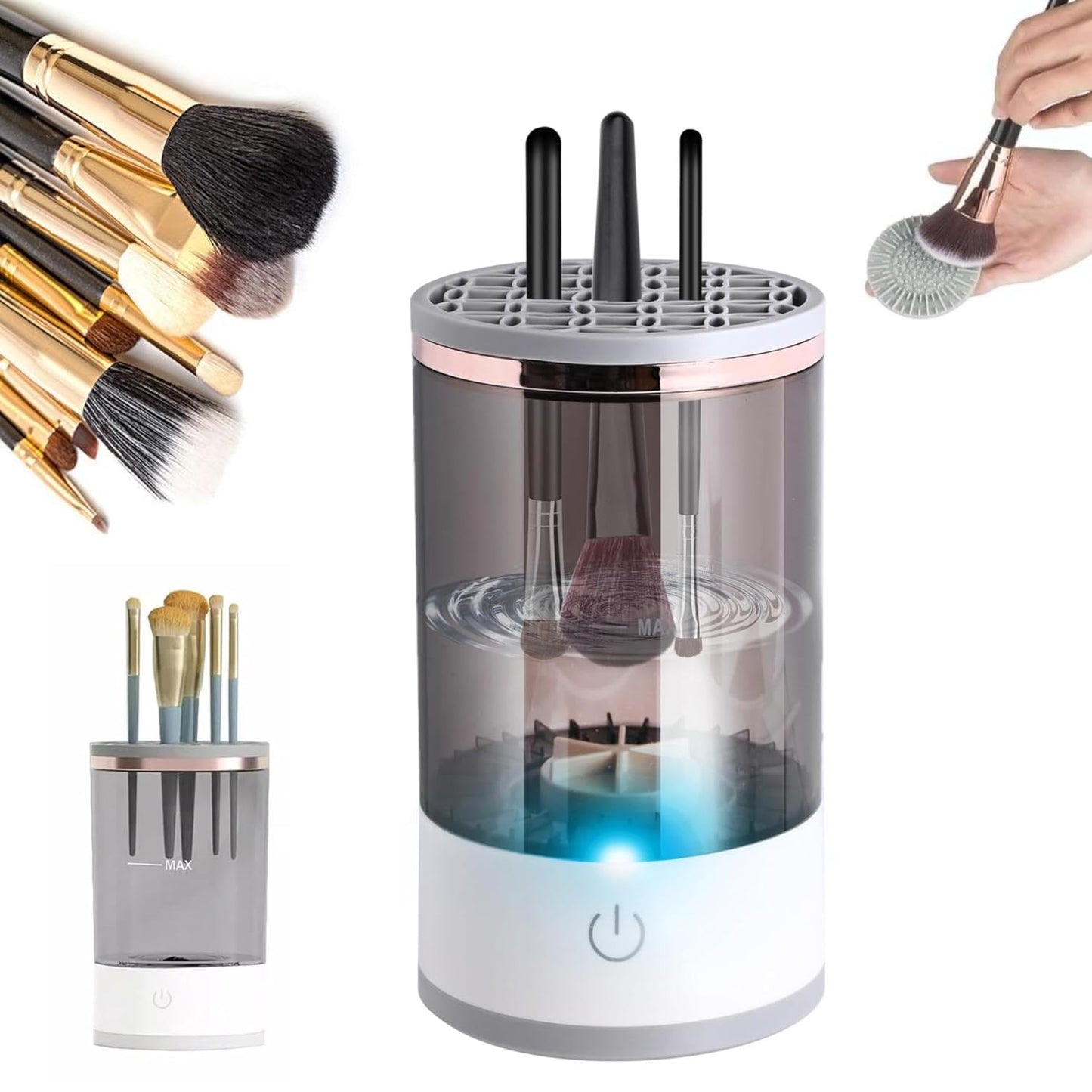 Electric Makeup Brush Cleaner - Upgraded Cosmetic Brush Cleaner - Brush Blender Cleaner - 2024 Makeup Brush Cleaner Machine - Automatic Spinning Makeup Brush Cleaner Kit For All Size Makeup Brush