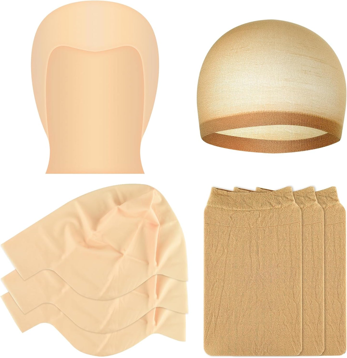 Bouiexye Latex Bald Caps,8 PCS Bald Cap Halloween Pieces for Theme Halloween Party Cosplay Makeup Bald Wig Cap Costume Accessory for Adults Kids Women Men