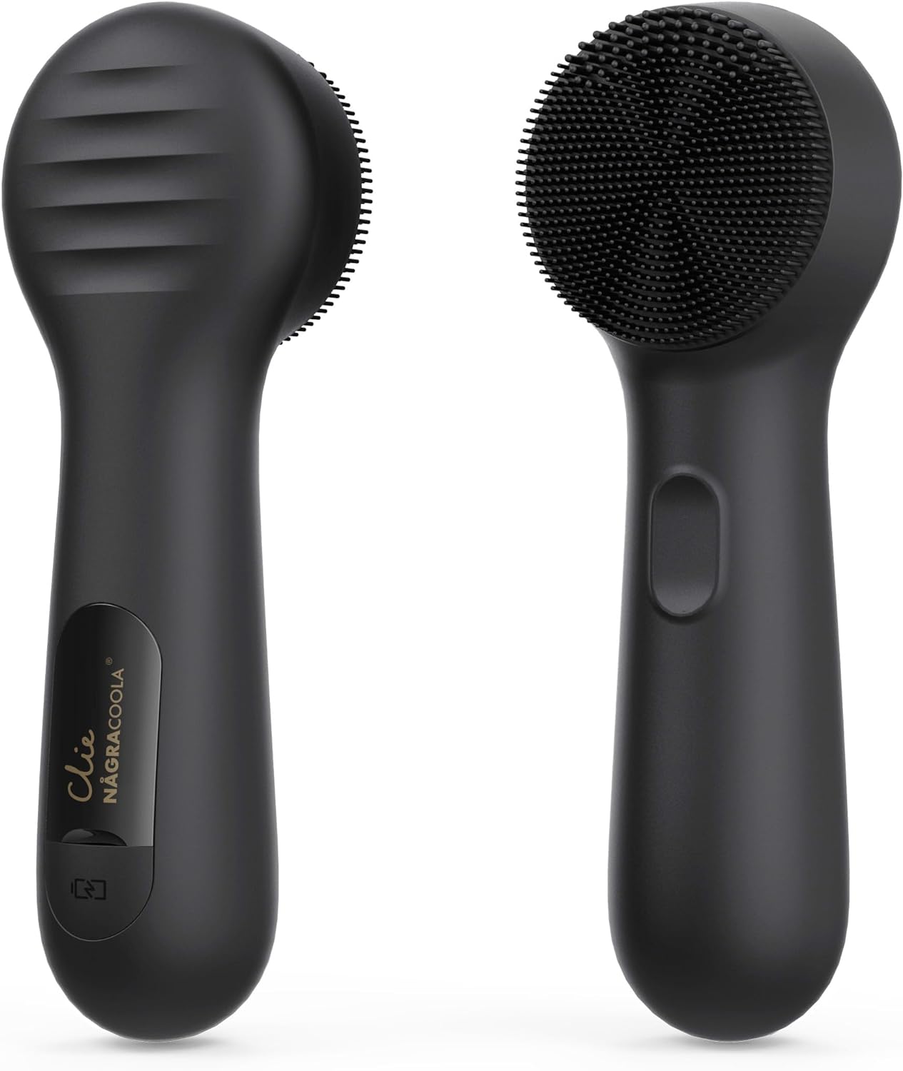 Facial Cleansing Brush, Upgraded NŒgraCoola CLIE 2 Silicone Face Scrubber, Rechargeable, Waterproof, for Deep Cleansing,Gentle Exfoliating, Firm Massage, Electric Face Washer for Women and Men-Black