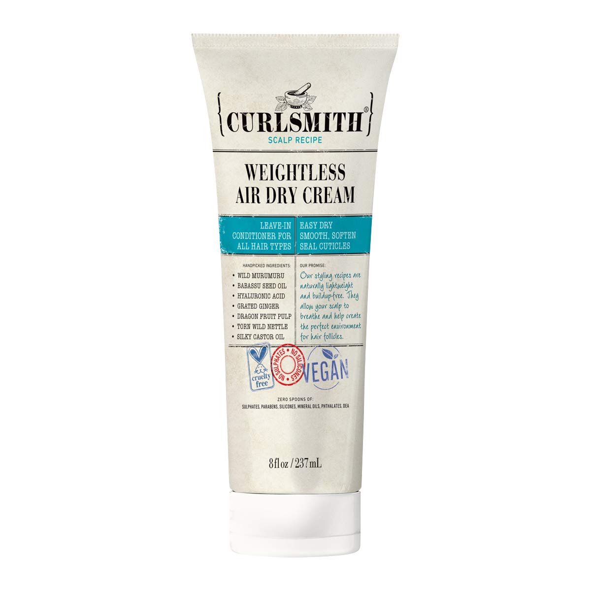 CURLSMITH - Weightless Air Dry Cream - Vegan Leave-In Conditioner for Any Hair Type, Smooths Hair (8 fl oz)