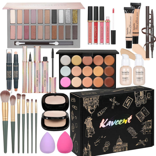 Makeup Kit for Teens Girls Full Makeup Set With 20 Color Eyeshadow Palette Lip Gloss Foundation Concealer Makeup Powder Gift Set