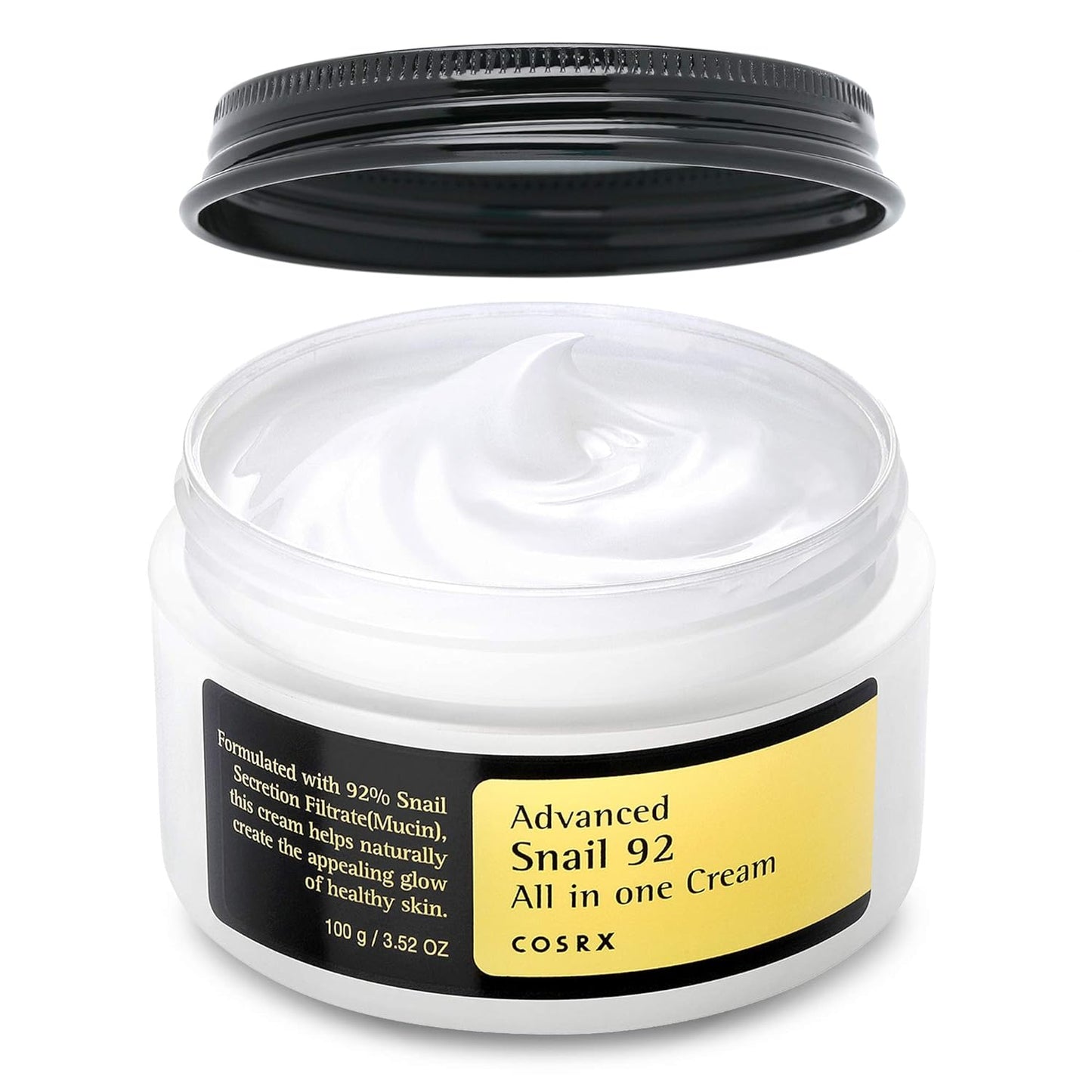 COSRX Snail Mucin 92% Moisturizer 3.52oz/ 100g, Daily Repair Face Gel Cream for Dry, Sensitive Skin, Not Tested on Animals, No Parabens, No Sulfates, No Phthalates, Korean Skincare