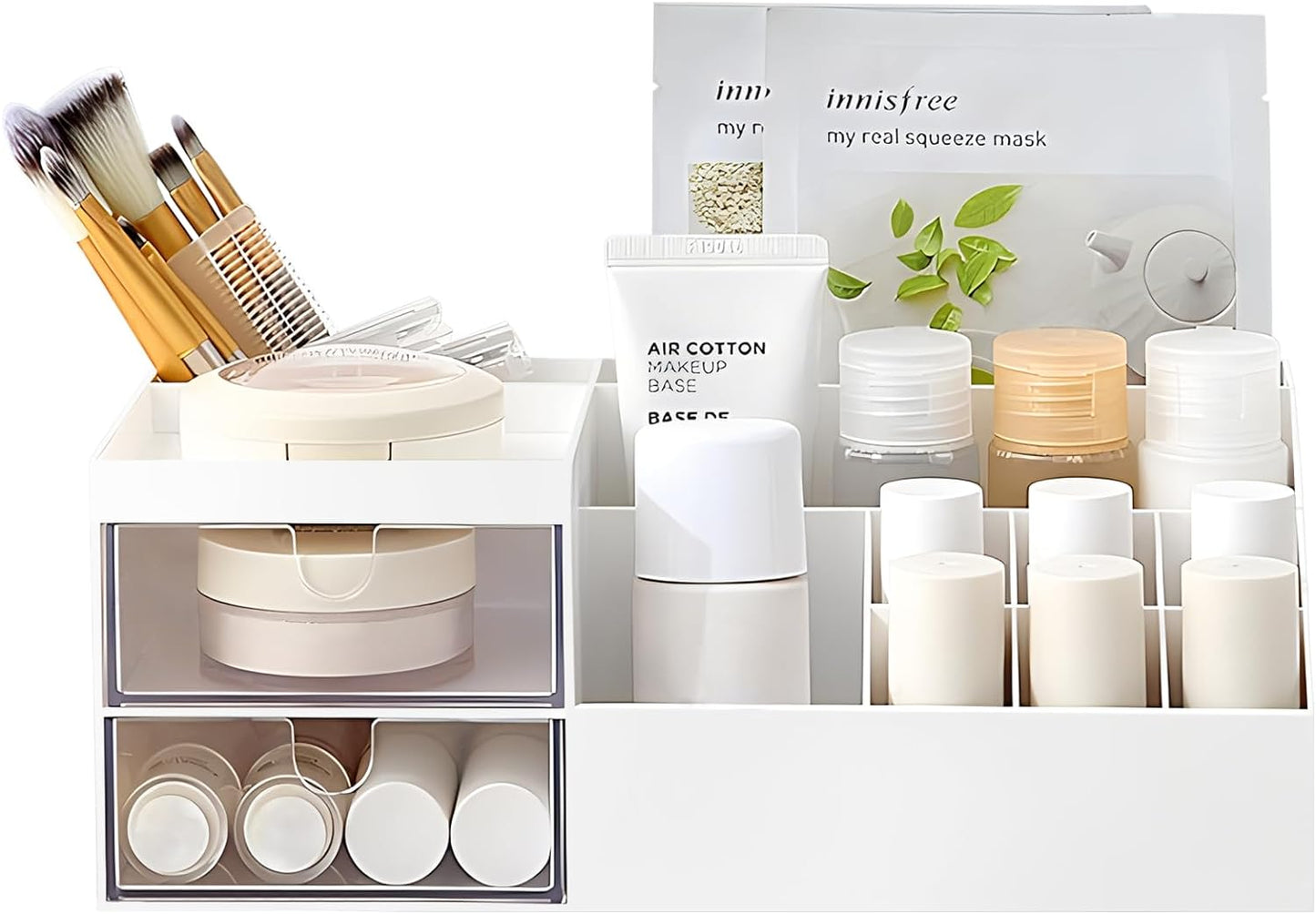 BREIS Multifunction Desk Organizer, Makeup Storage for Eyeshadows, Concealers, Powders, Nail Polish,9.65ÔÕx 4.8ÔÕx 3.67ÔÕ (White)