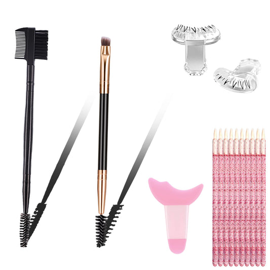2024 New Eyelash Tool-Professional Dual Angled Eye Brow Brush and Spoolie Brush Eyelash-Multifunctional Silicone Eyeshadow Applicators-10PCS Eyeliner Aid Tool for Beginners in Makeup