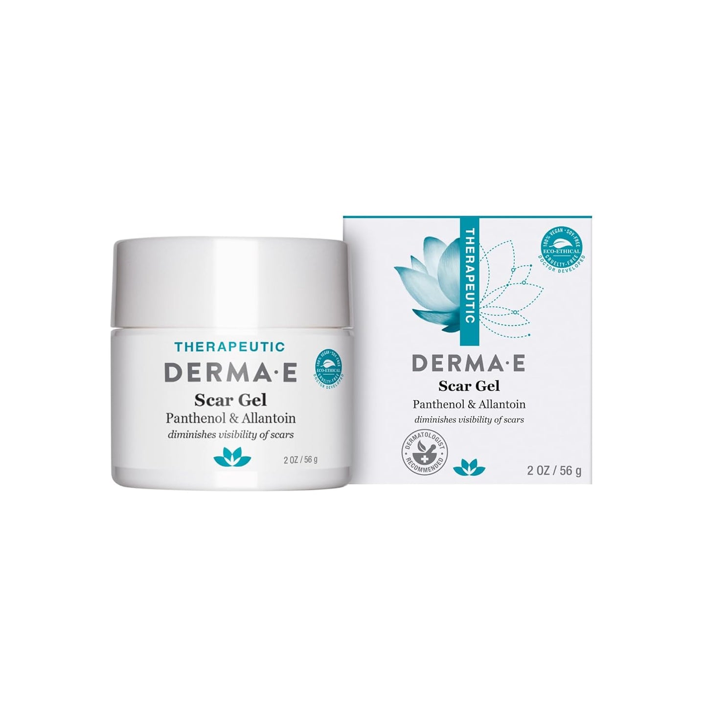 DERMA-E Scar Gel Ð Therapeutic Natural Scar Treatment for Face Ð Hydrating Scar Remover Gel for Acne Scars, Burns, Tattoos, Callouses, & Stretchmarks, 2oz