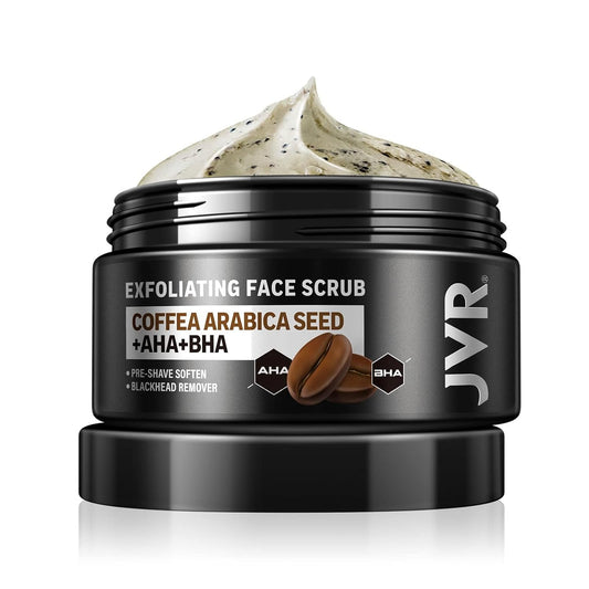 Face Scrub for Men, Facial Scrub for Deep Exfoliating, Cleansing, Removing Blackheads, Ingrown Hairs, Pre-shave Soften, Organic Formulated with Coffee Extract, AHA and BHA Face Exfoliator (4.23 oz)
