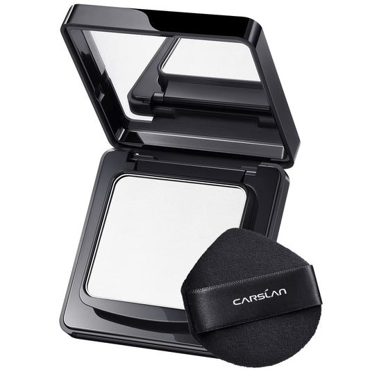 CARSLAN Oil Control Face Pressed Powder Compact, 24H Longlasting Waterproof Pressed Setting Powder Foundation Makeup, Shine Free, Poreless, Smooth, 01 for dry skin (0.28Oz)
